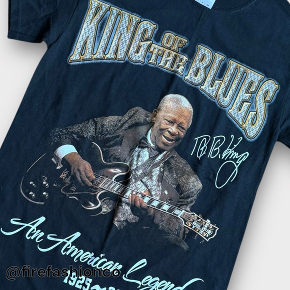BB King Black Graphic T-Shirt Small 100% Cotton King of the Blues Tee - Picture 3 of 7